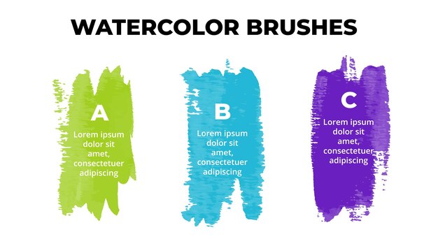 Watercolor Infographic presentation slide template Brush strokes banner Creative art concept