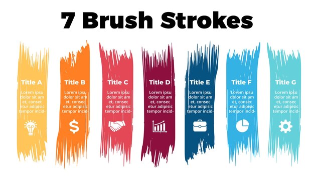 Watercolor infographic templates brush strokes banners hand drawing illustrations 7 steps options