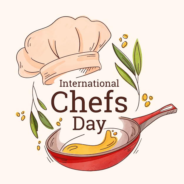 Vector watercolor international chefs day illustration