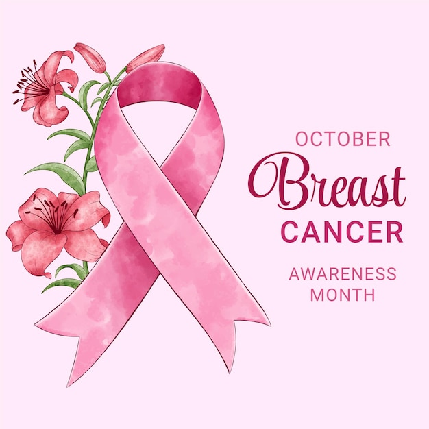 Watercolor international day against breast cancer illustration