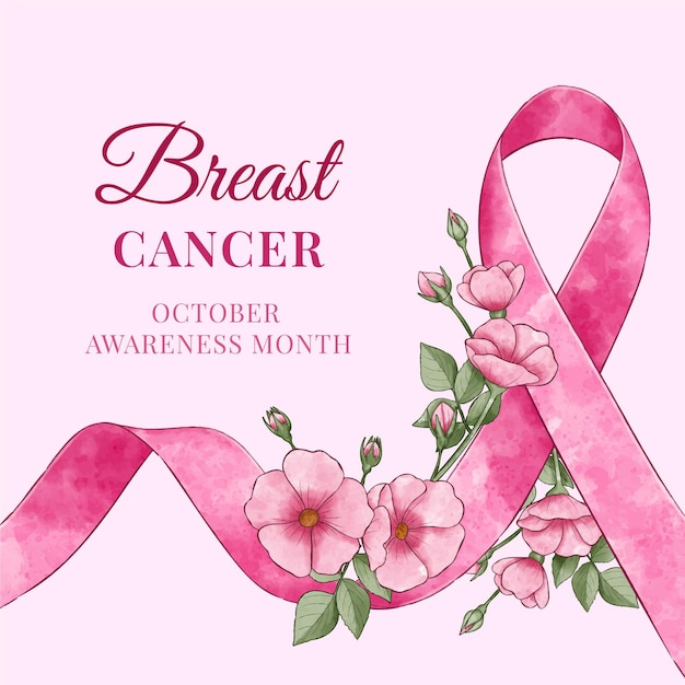 Vector watercolor international day against breast cancer illustration