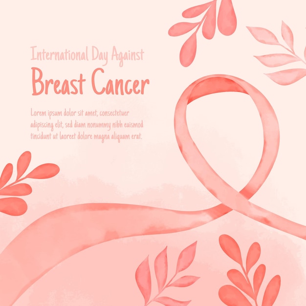 Watercolor international day against breast cancer illustration