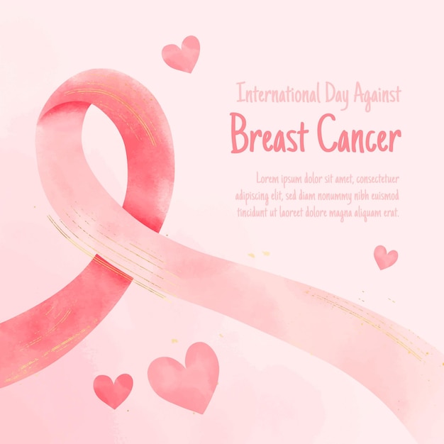 Watercolor international day against breast cancer illustration