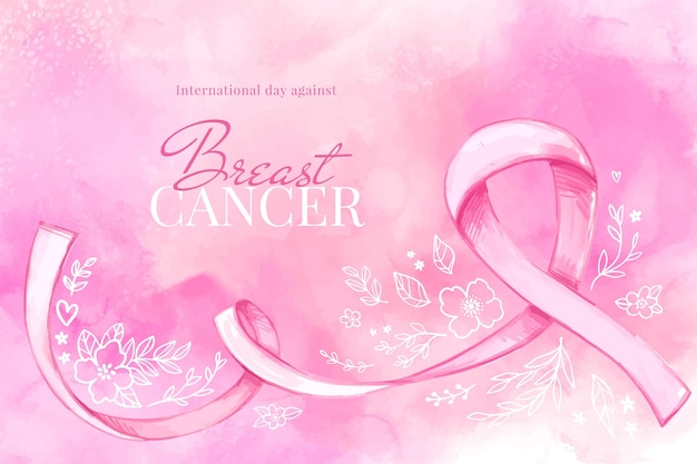 Watercolor international day against breast cancer illustration