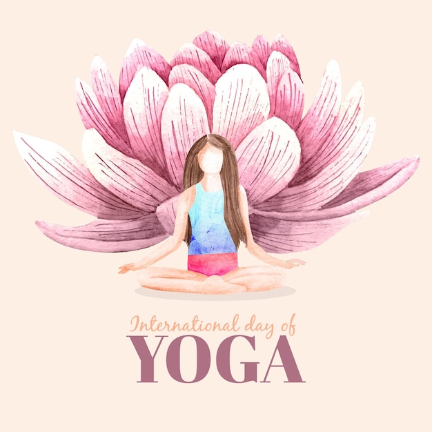 Vector watercolor international day of yoga