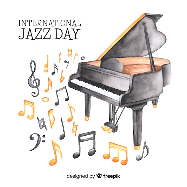 Watercolor international jazz day background