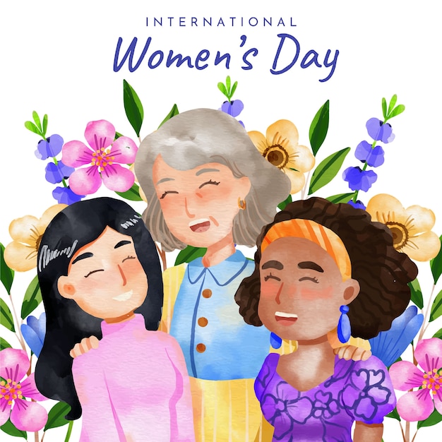 Вектор Иллюстрация международного женского дня акварелью
