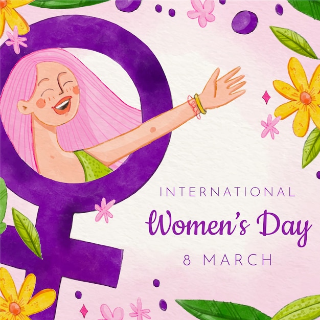 Watercolor international women's day illustration