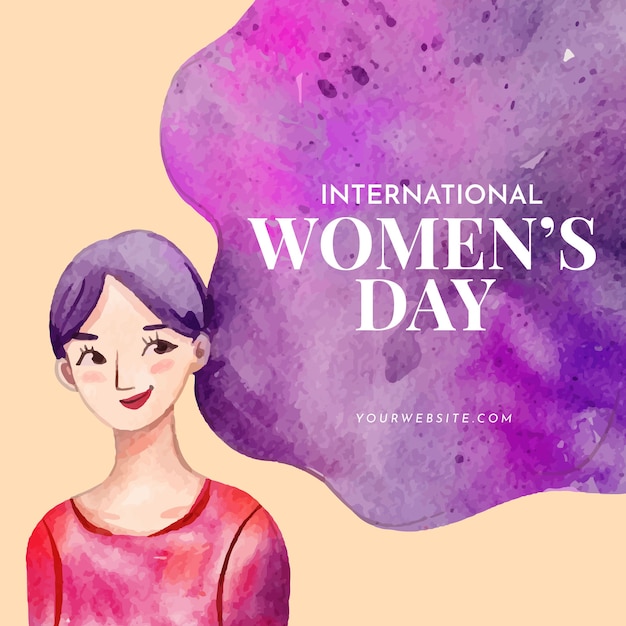Иллюстрация международного женского дня акварелью