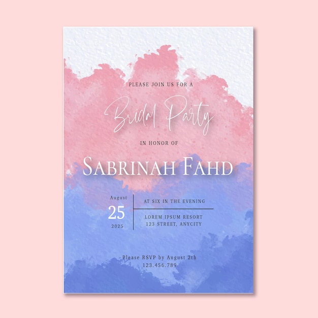 watercolor invitation bridal shower template