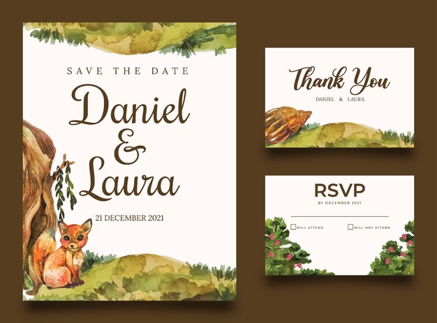 Vector watercolor invitation tamplate design