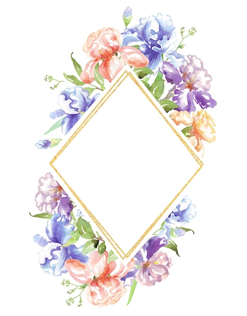 Watercolor irises frame