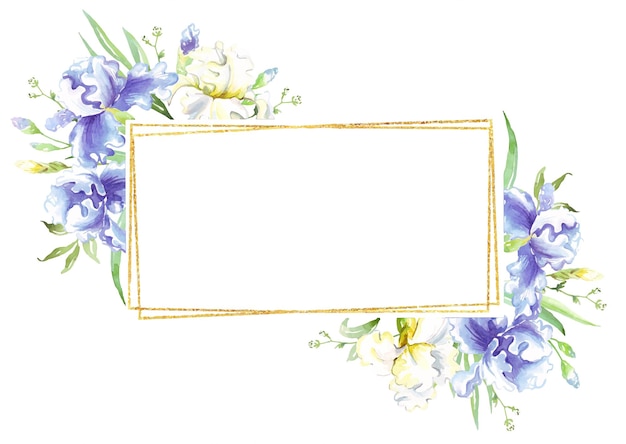 Watercolor irises frame