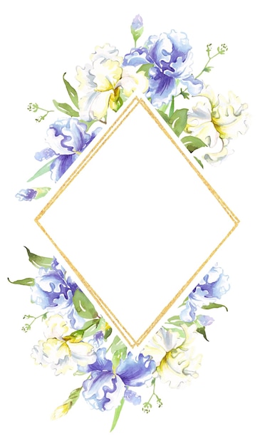 Watercolor irises frame