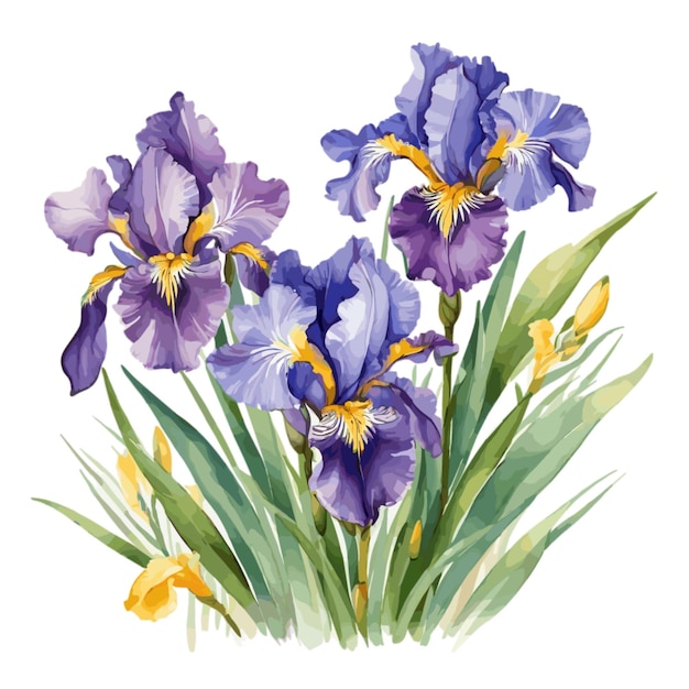 Premium Vector | Watercolor irises vector