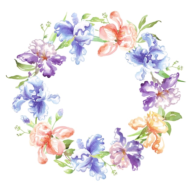 Watercolor irises wreath