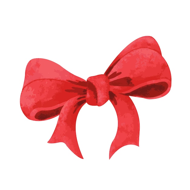 Watercolor isolated red bow element for holidays design
