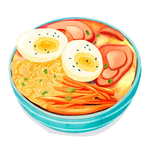 Vector watercolor japan  food illustration