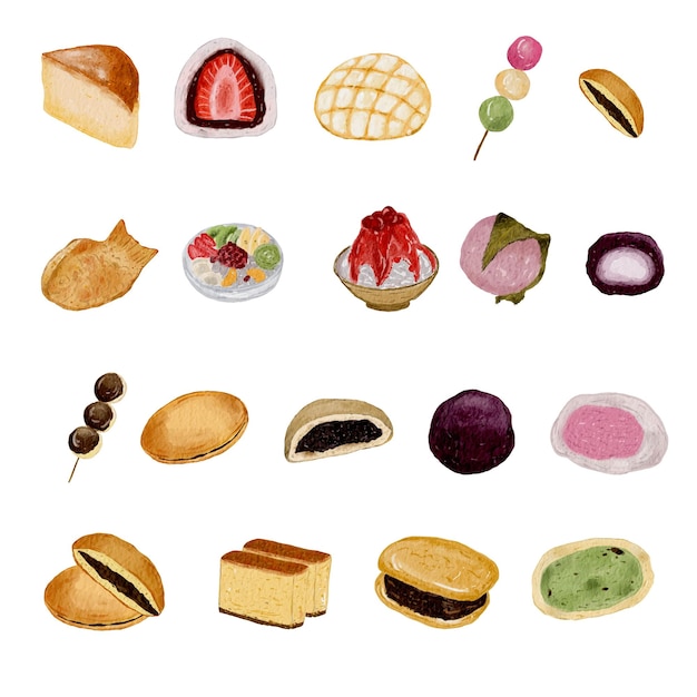 Illustrazione del dessert giapponese dell'acquerello