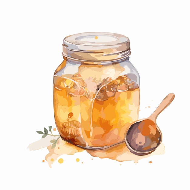 Watercolor jar of honey