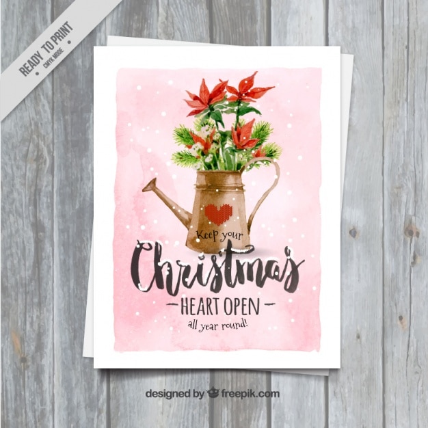 Vector watercolor kerstkaart met kerststerren