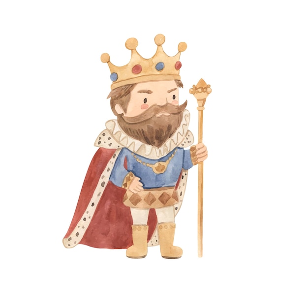 Watercolor king illustration for kids