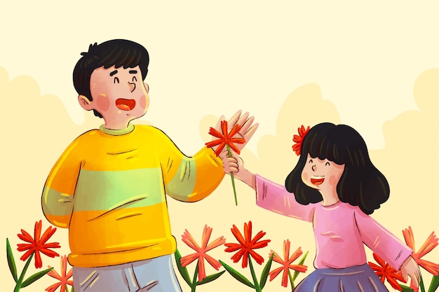 한국 부모의 날 배경의 수채화