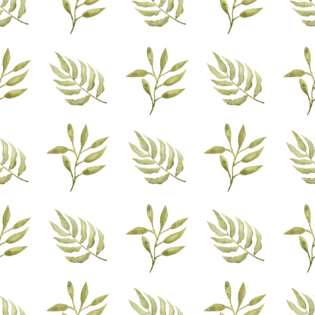 Watercolor leaf seamless pattern