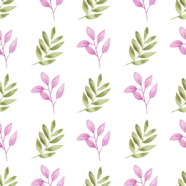 Watercolor leaf seamless pattern