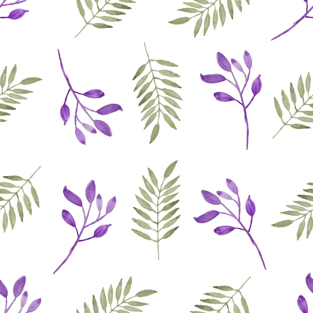 Watercolor leaf seamless pattern