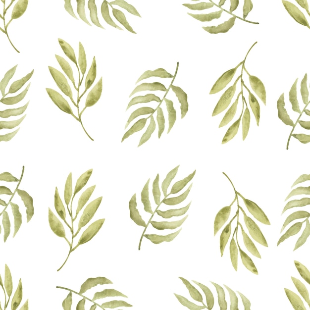 Watercolor leaf seamless pattern