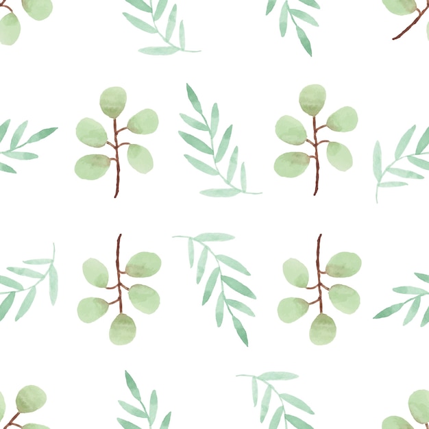 Watercolor leaf seamless pattern