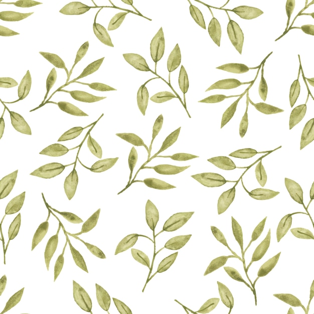 Watercolor leaf seamless pattern