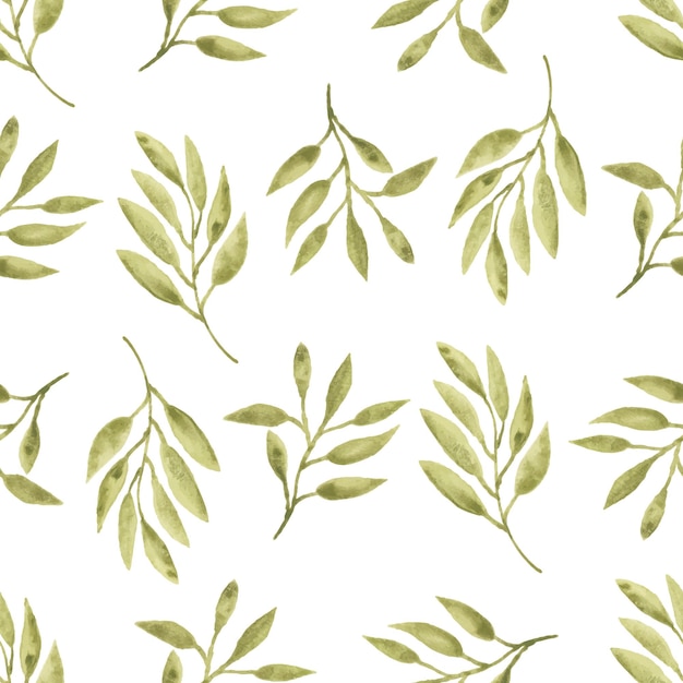 Watercolor leaf seamless pattern