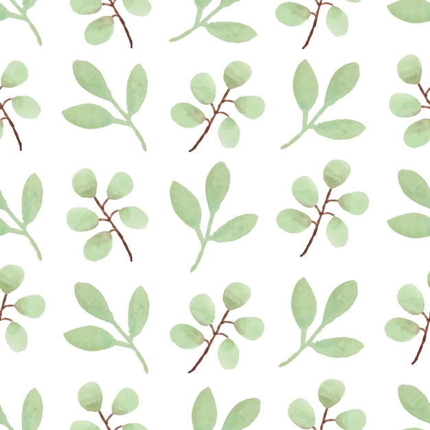 Watercolor leaf seamless pattern