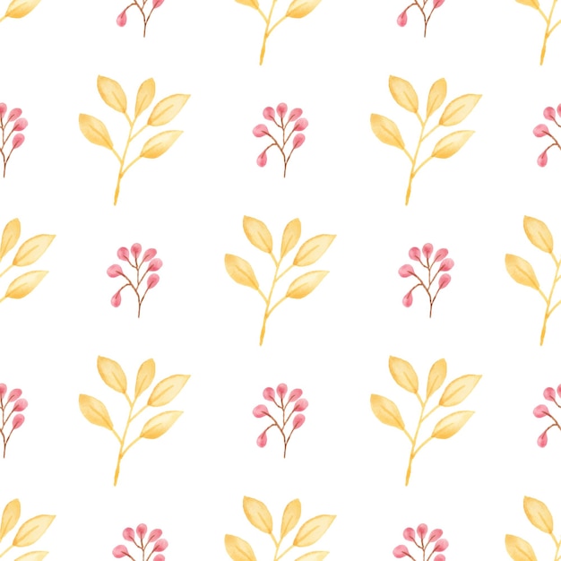 Watercolor leaf seamless pattern