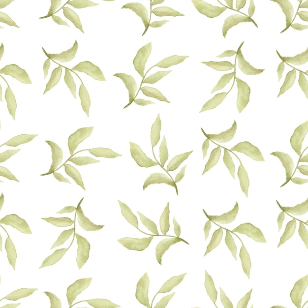 Watercolor leaf seamless pattern