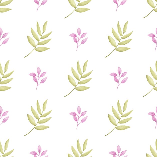 Watercolor leaf seamless pattern