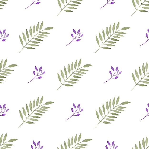 Watercolor leaf seamless pattern