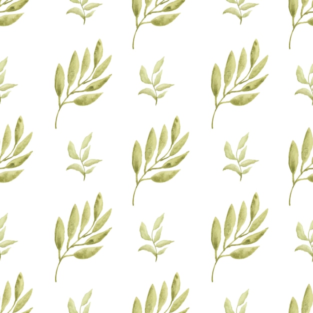 Watercolor leaf seamless pattern