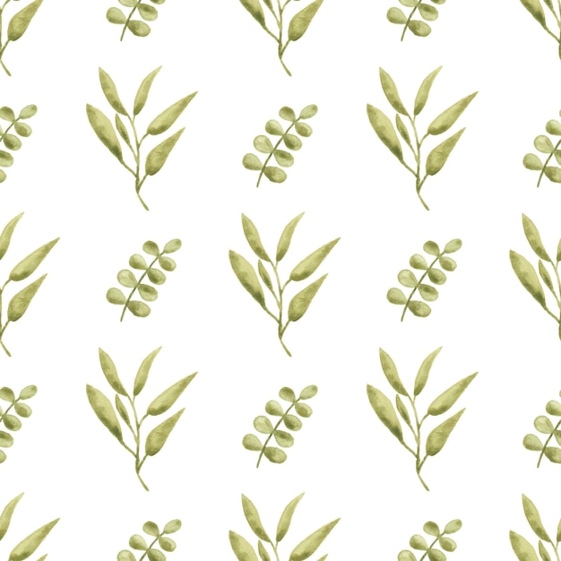 Watercolor leaf seamless pattern