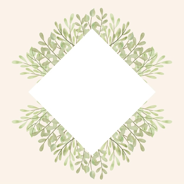 Watercolor Leaf Square Frame Illustration