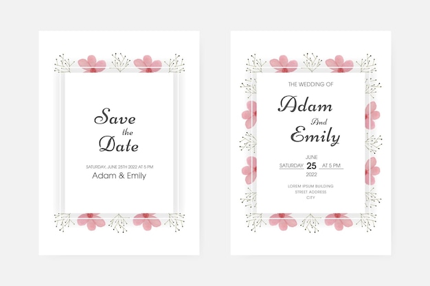 Watercolor leaf wedding invitation