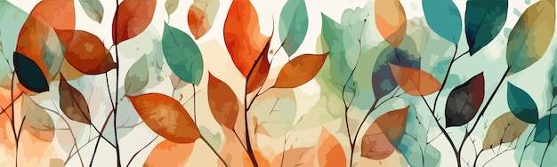 Акварельные листья фон Креативные тропические растения фон Растения джунглей Векторная иллюстрация
