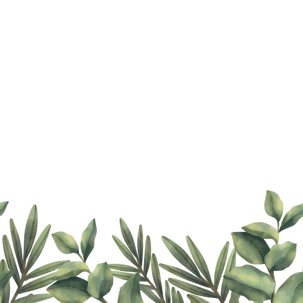 Vector watercolor leaves border