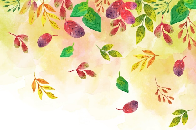 Vector watercolor leaves falling design