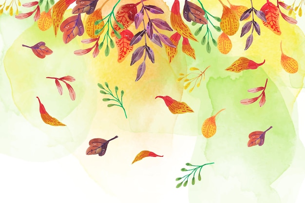 Watercolor leaves falling design