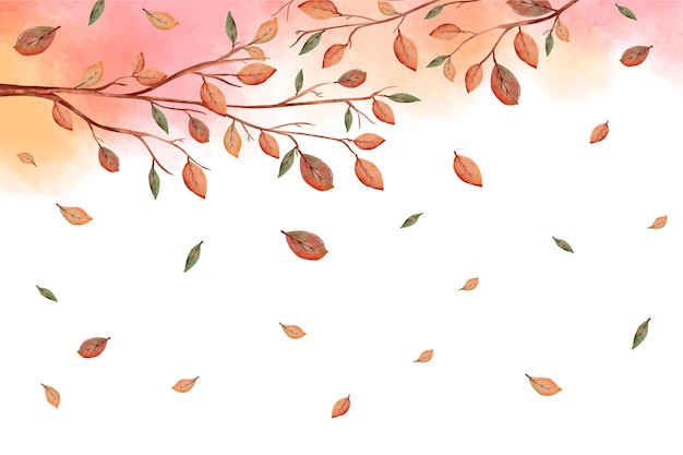 Vector watercolor leaves falling