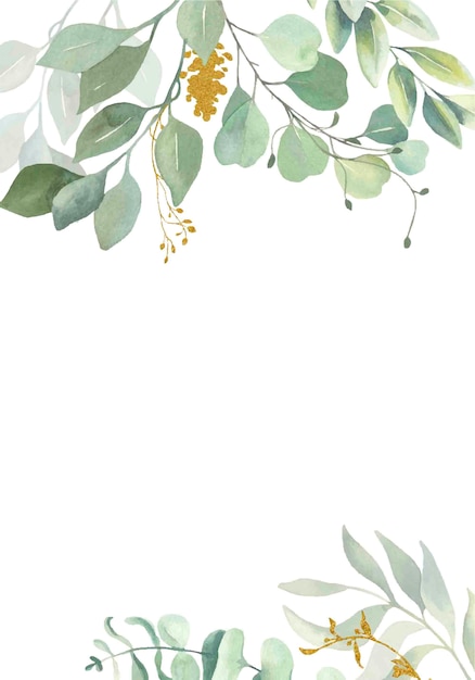 Vector watercolor leaves frame