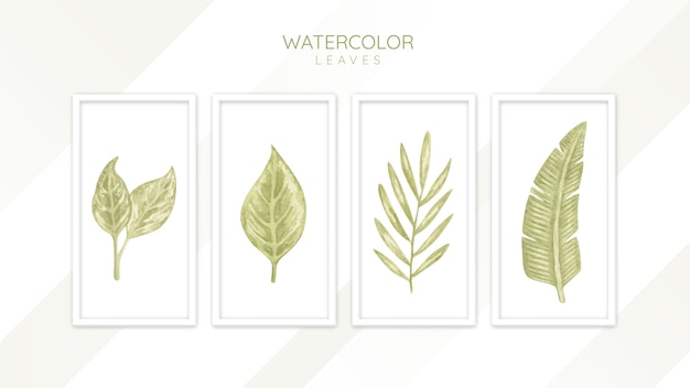 watercolor leaves frame